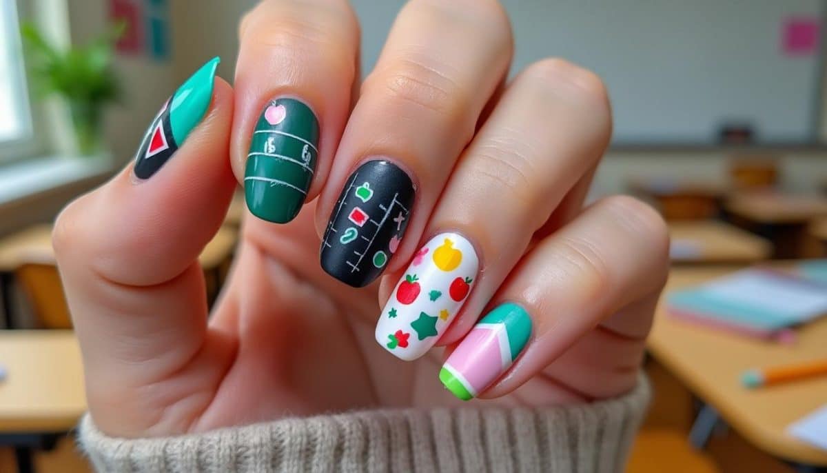 trendy acrylic teacher nails for the 2025 school year โจ๐