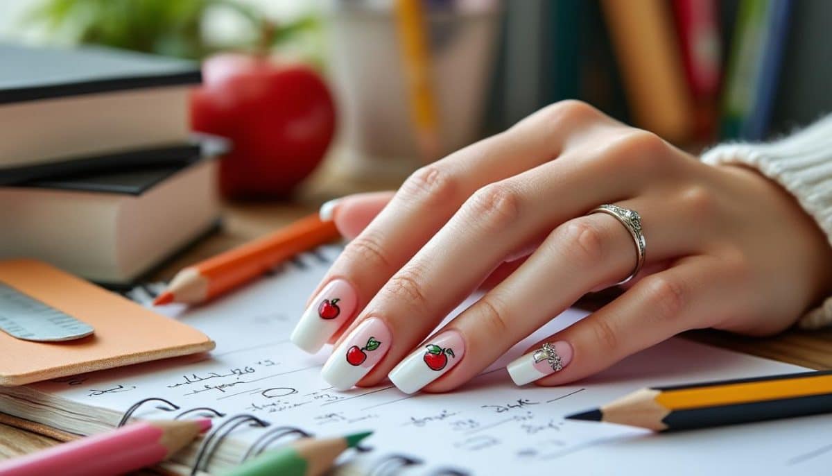 Back-to-School French Acrylic Nails ๐๐