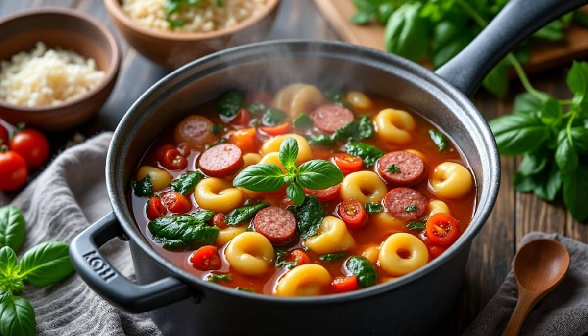 One-Pot Sausage Tortellini Soup 🍲: Cozy Comfort in a Bowl