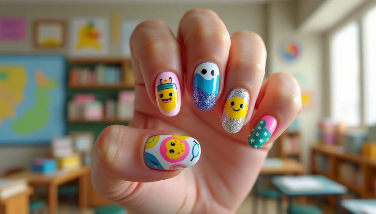 Cheerful Smile Nail Designs for a Bright School Year ๐๐