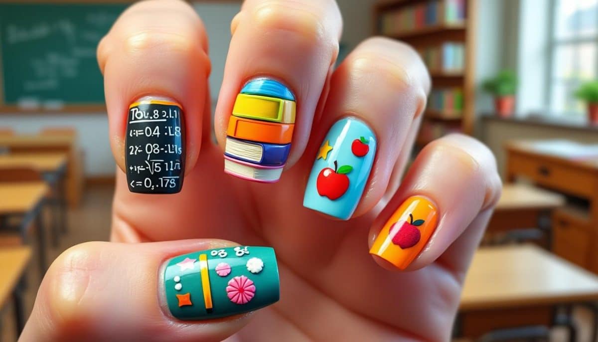 teacher themed nails that make learning fun ๐จ๐