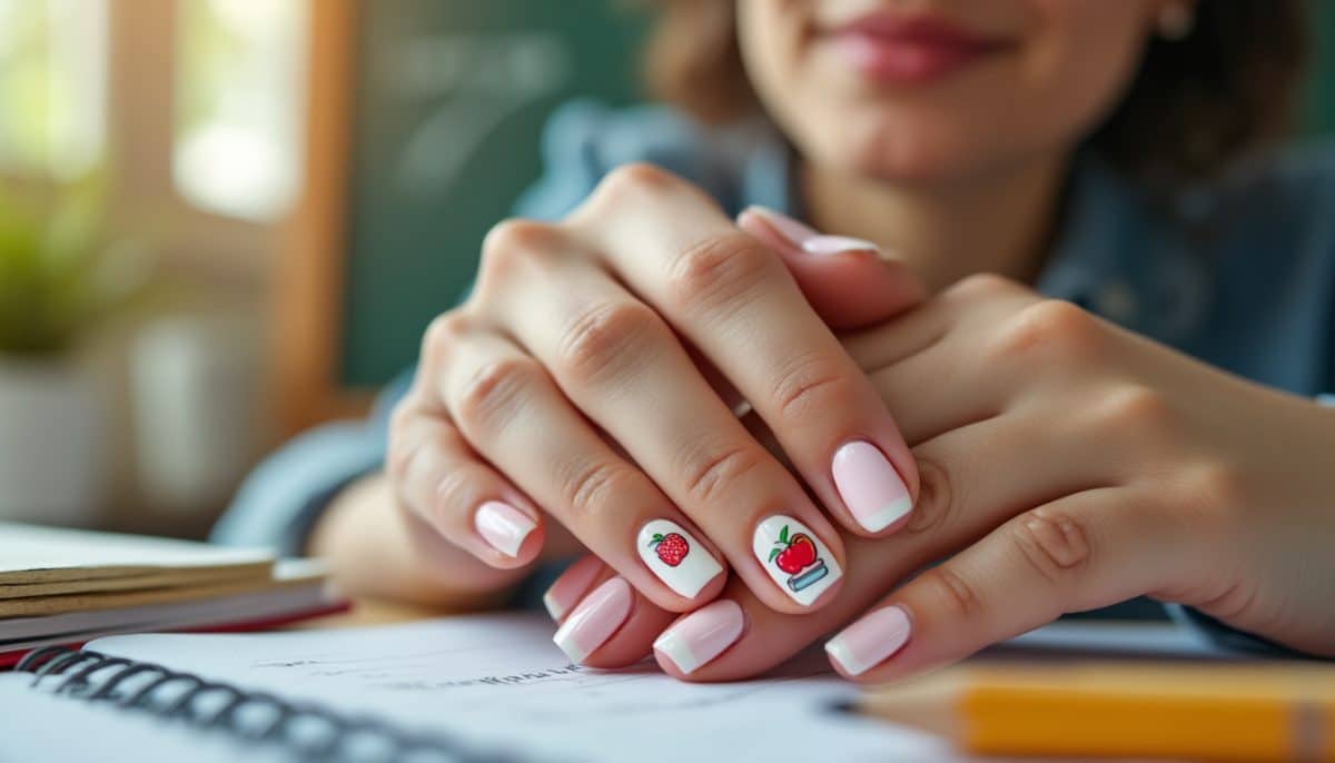 Chalkboard Chic: Cute Teacher Nails for Back to School ๐๐