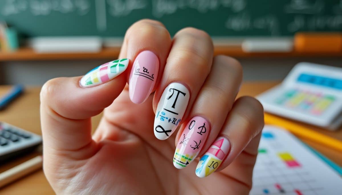 Chalkboard Chic: Creative Math Teacher Nail Designs โ๏ธ๐งฎ