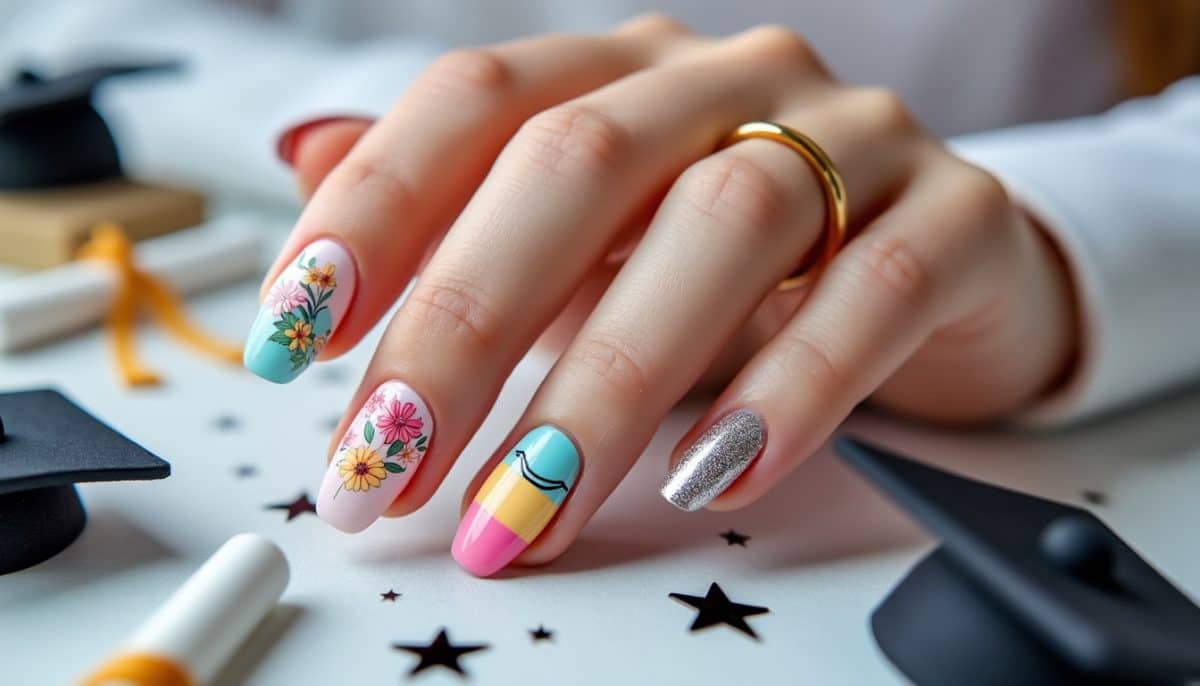 Classy Caps: Graduation Nail Designs for Teachers ๐๐