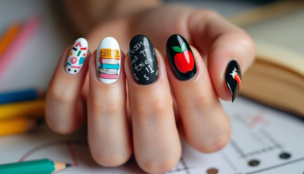 Chalkboard Chic: Creative Teacher-Inspired Nail Art Ideas ๐จโ๏ธ