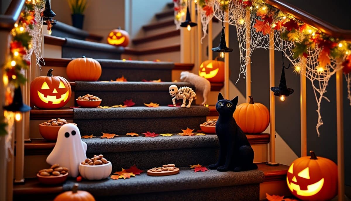 Spooky Staircase Ideas: Haunt Your Home with Garlands & Lights 👻🎃