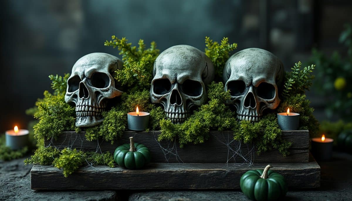 Gothic Halloween Centerpieces: Moss, Lichen & Skulls π―οΈππΏ