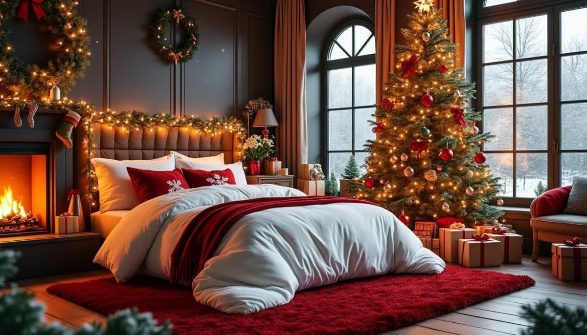 🎄 Cozy Christmas Bedroom: Sleep in Festive Style! ✨