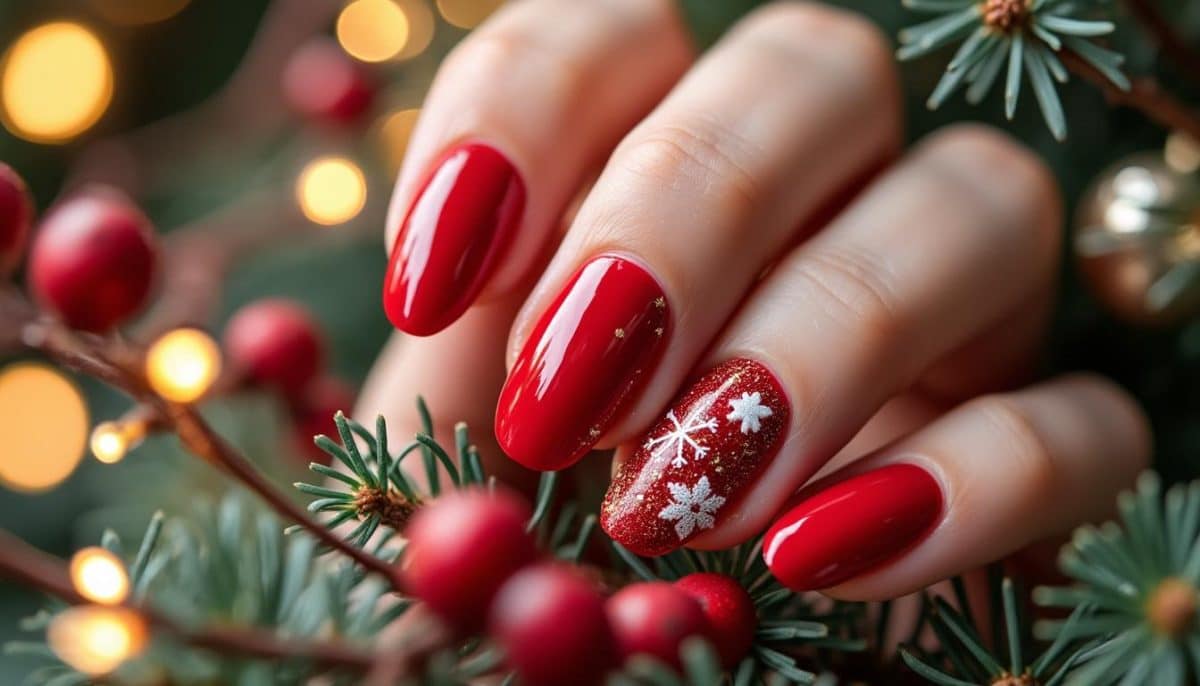 Festive Red Nails 🎄✨: Classic Holiday Colors