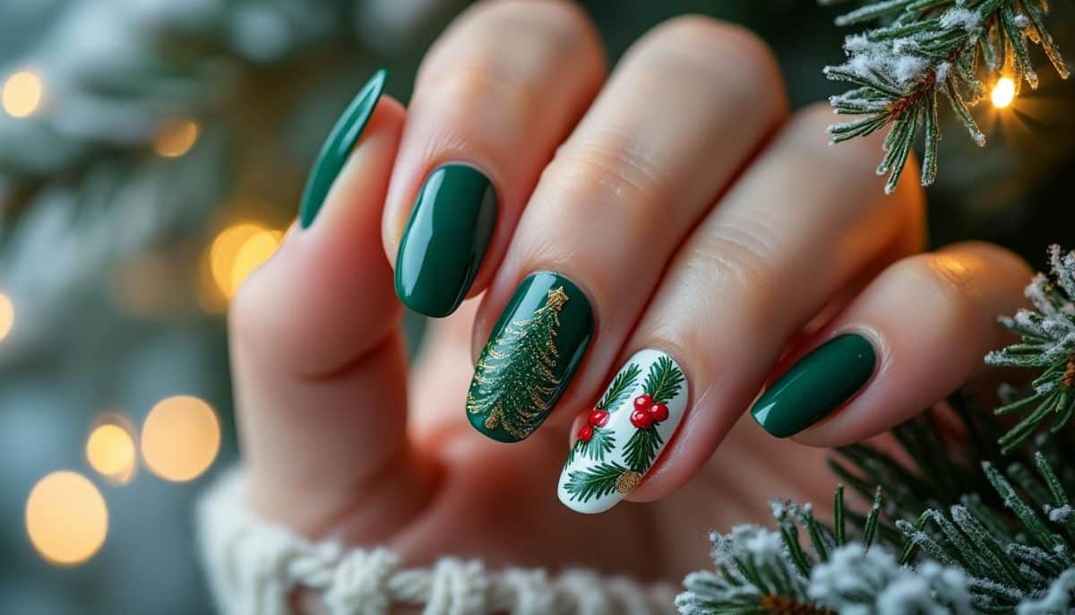 🌲 Festive Green Christmas Nails: Forest-Inspired Magic 🎄