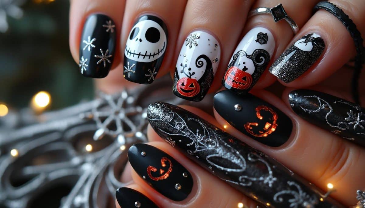 🎃 Nightmare Before Christmas Nails: Spooky Gothic Holiday Art 💅❄️
