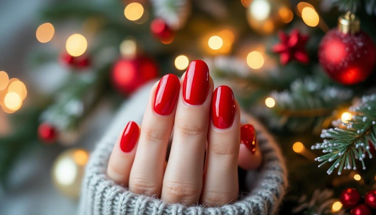 Red Christmas Nails: Festive Classic Manicure Tutorial 🎄💅