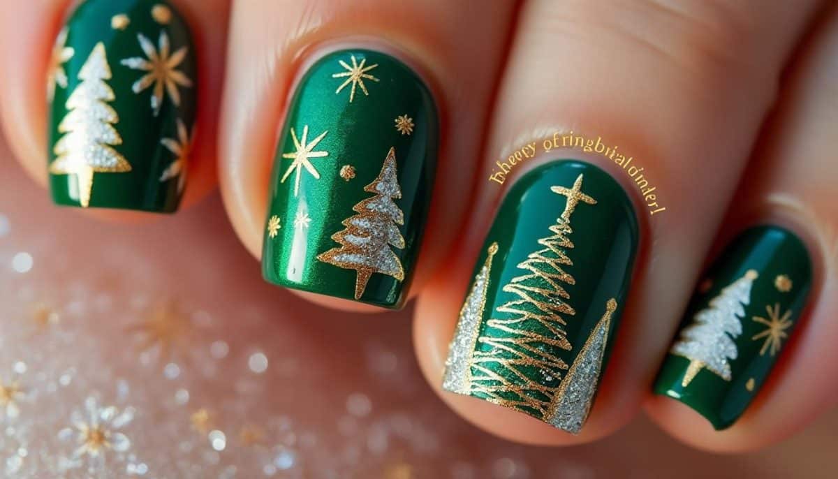 🎄 Emerald Elegance: Festive Green Christmas Nails Ideas 💅